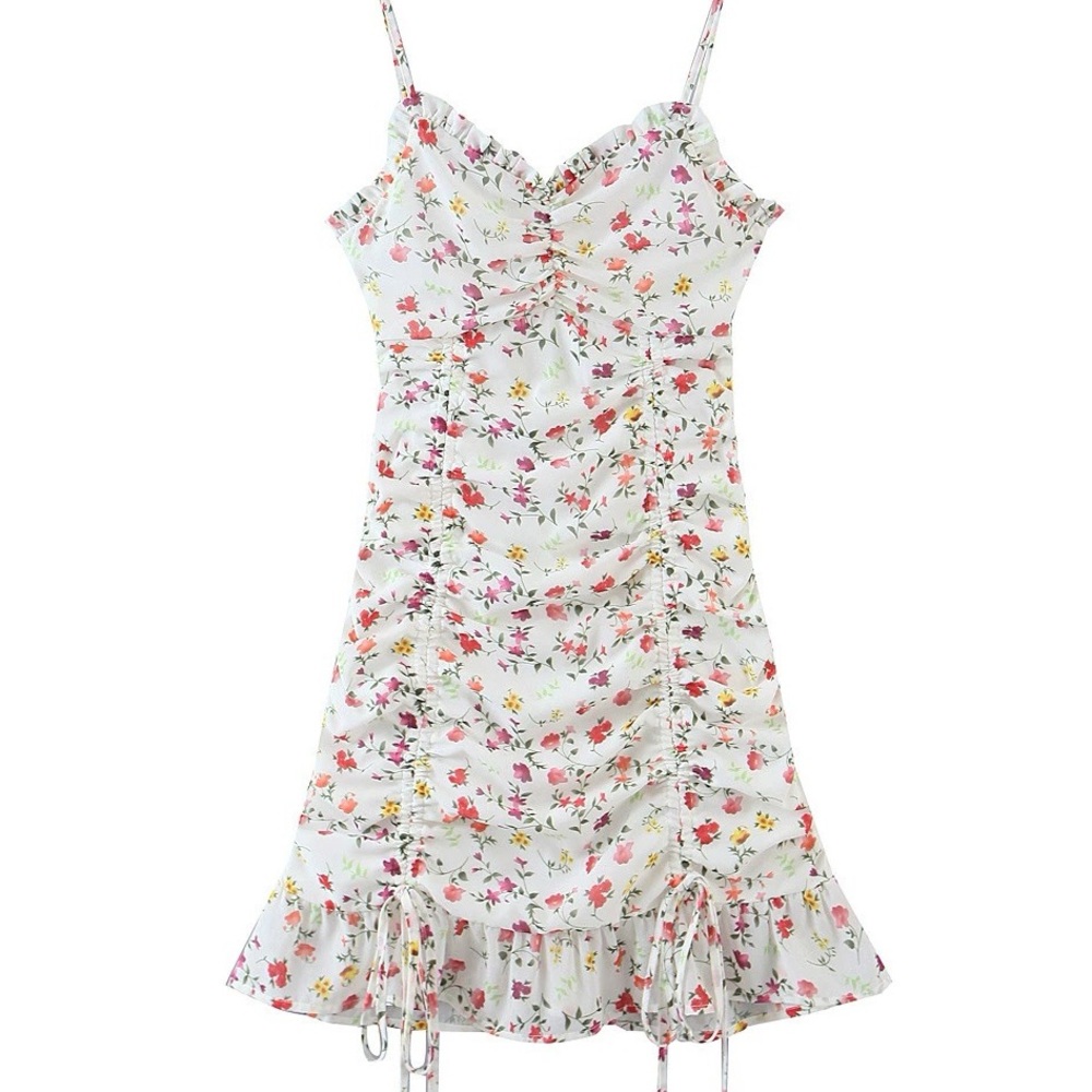 floral mini dress with adjustable straps